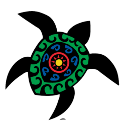 Colorful abstract pattern on black background.